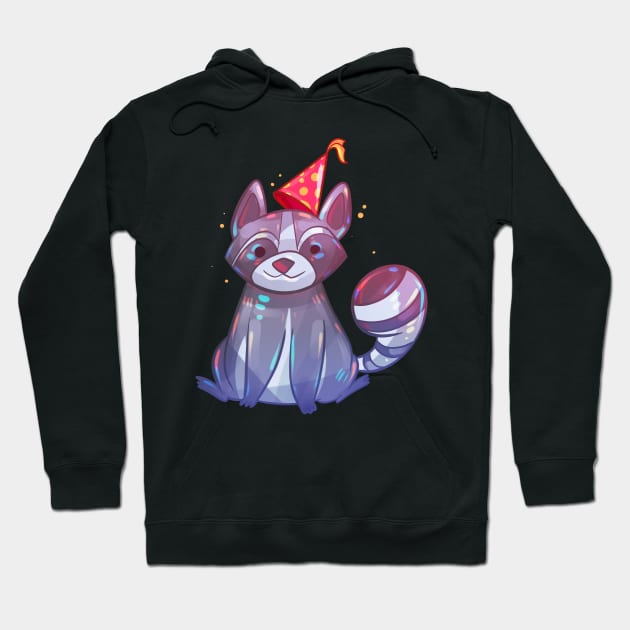 Party Animal Raccoon Hoodie by Claire Lin